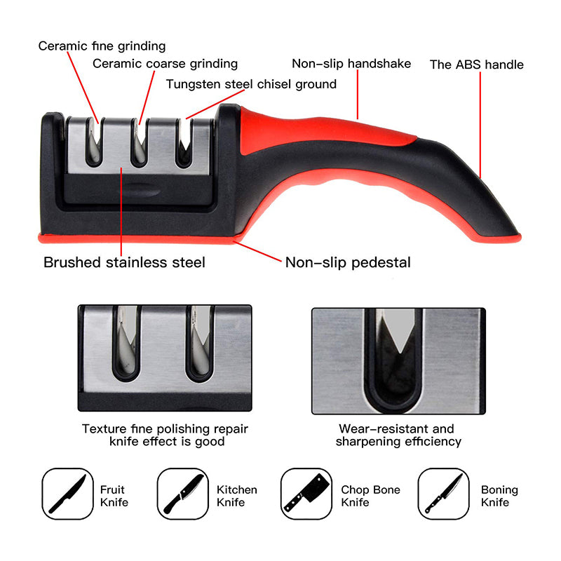 Knife Sharpener Handheld Multi-function, Non-slip Base